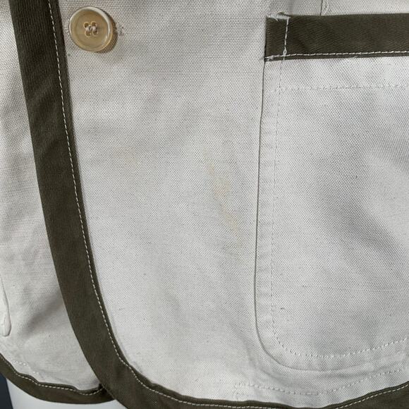 Size M Regular Beige Olive Cotton Linen Notch Lapel Sport Coat - Picture 6 of 11